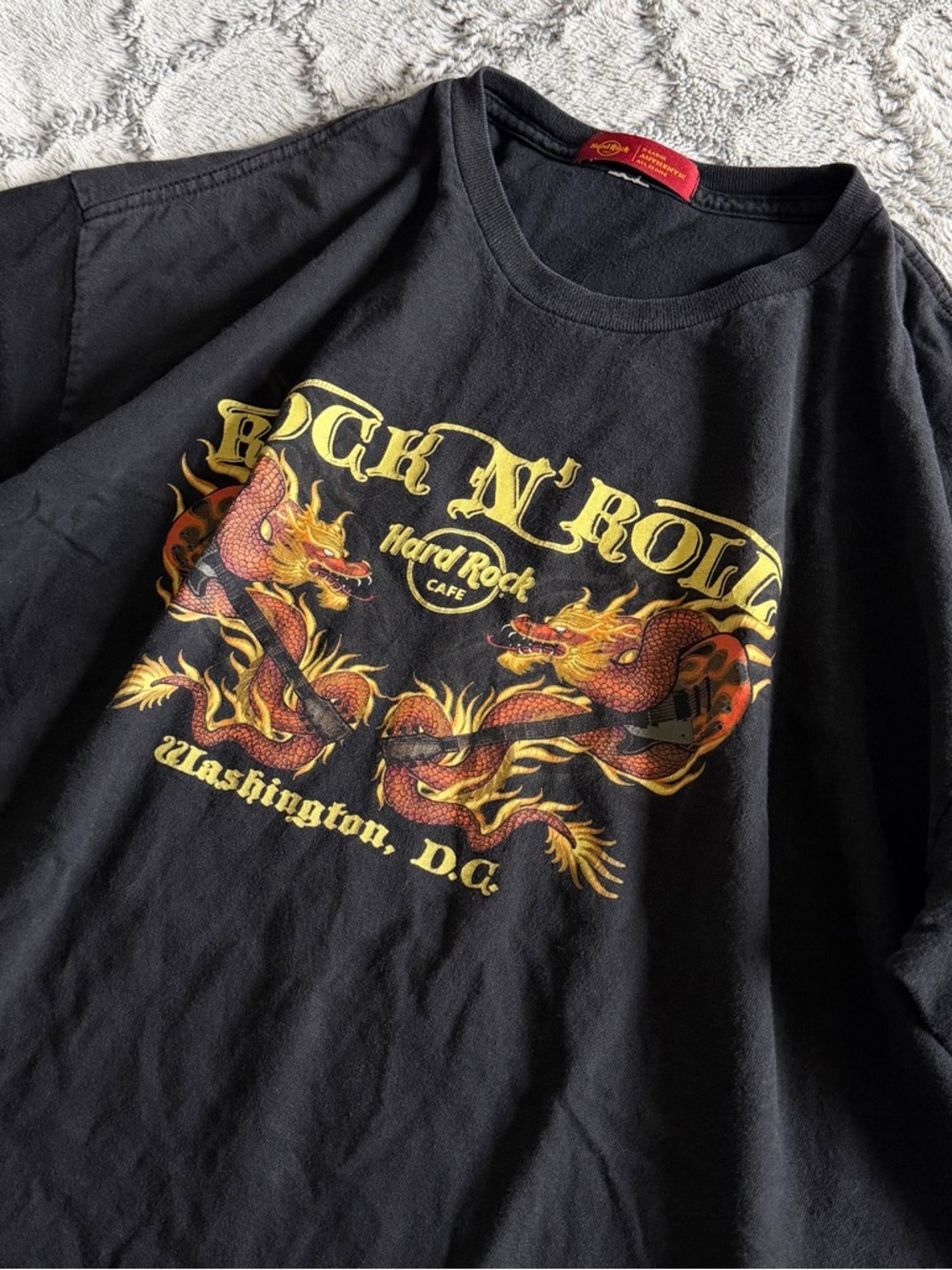 Hard Rock Cafe Rock 'N' Roll Washington D.C. Dragons Black T-Shirt Men’s XL Y2K